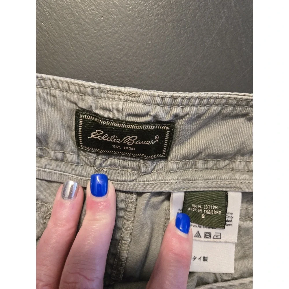 Eddie Bauer Khaki Capris 100 % cotton.  36 waist.  23 Inseam w/out being cuffed.